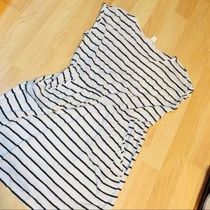 Short sleeve striped cotton dress with sleeves